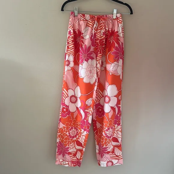 Annie Selke x Pine Cone Hill Far Out Floral Tangerine Womens Pajamas Size XS