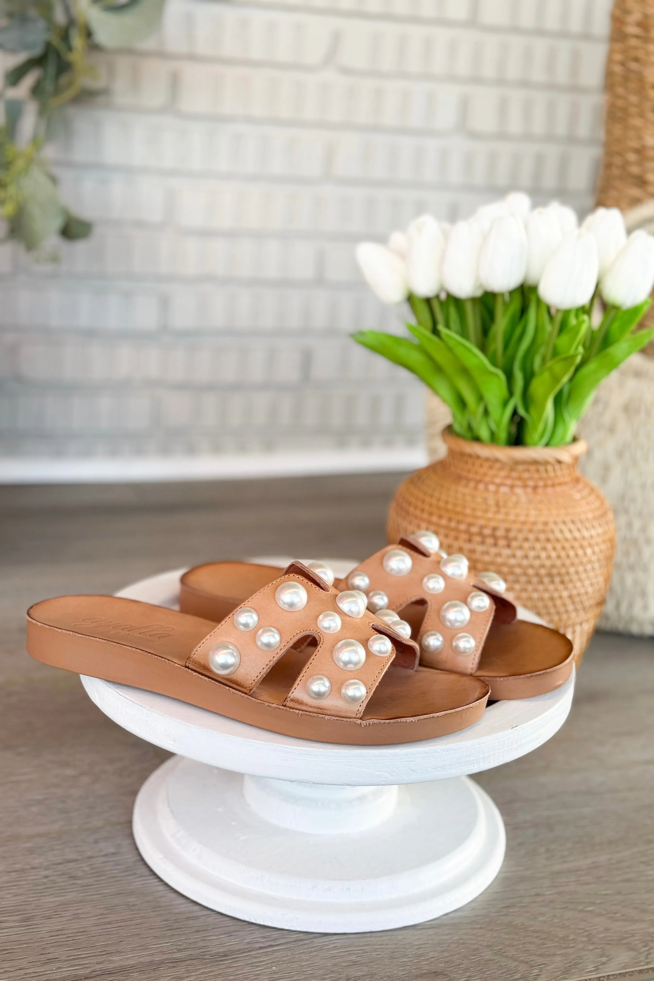 Antelope Alex Taupe Leather Pearl Sandal