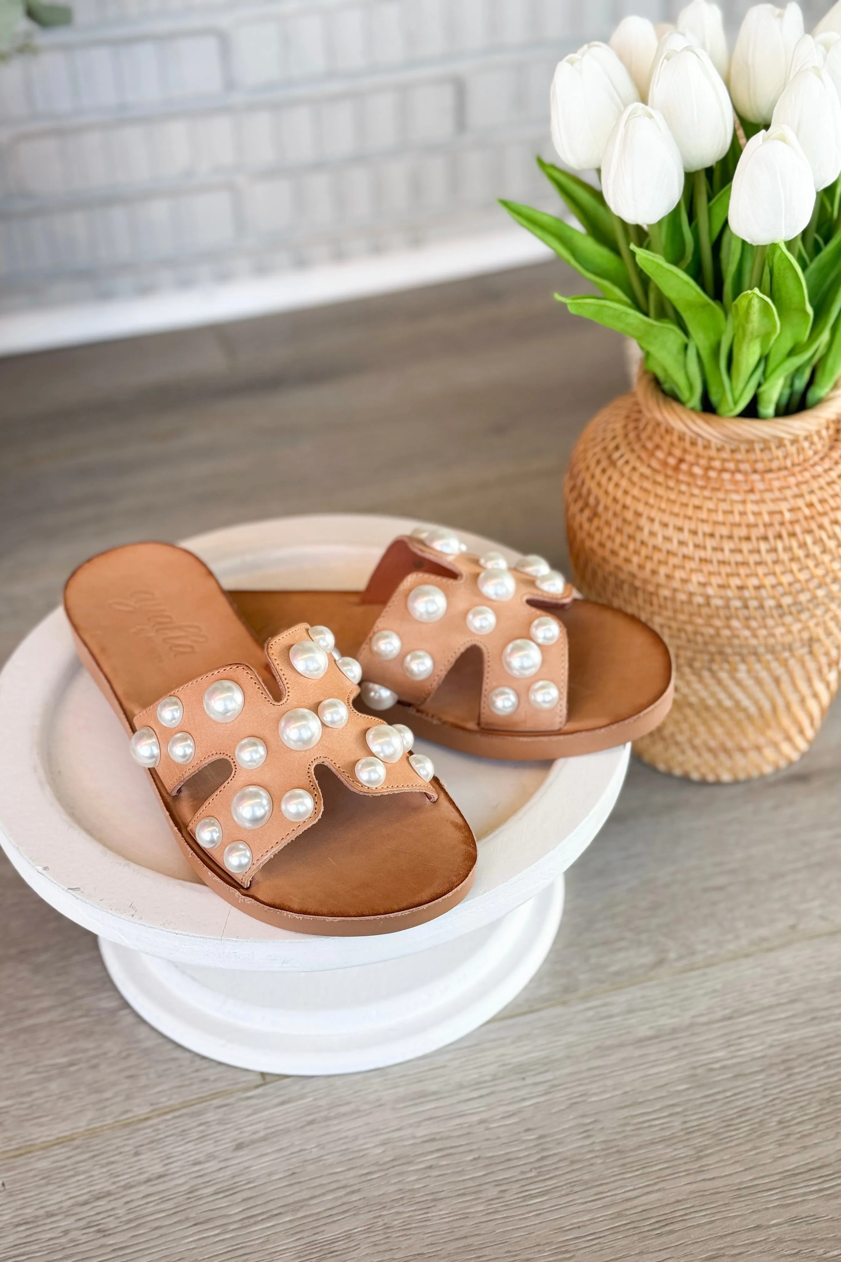 Antelope Alex Taupe Leather Pearl Sandal