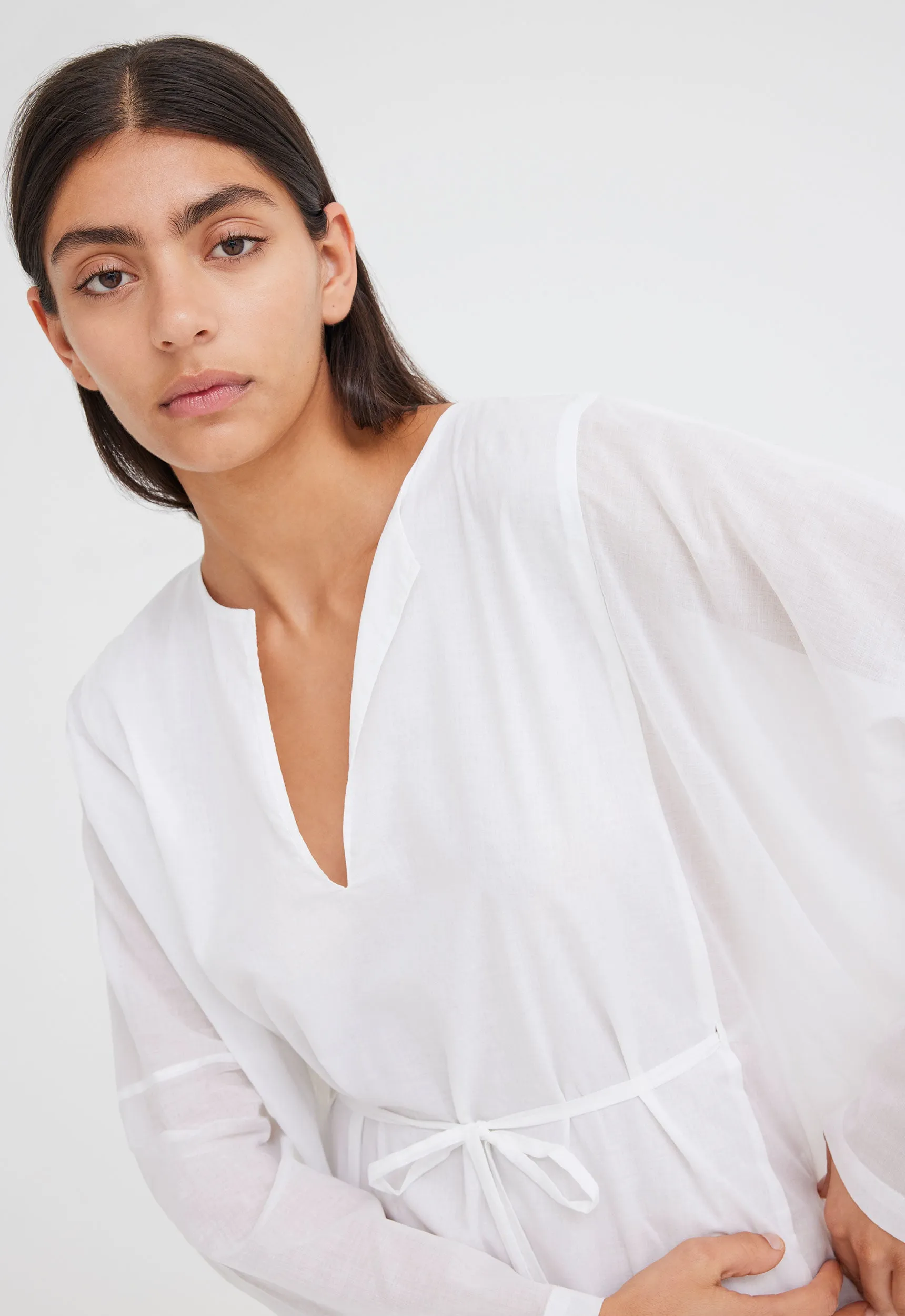 Arc Cotton Dress - White