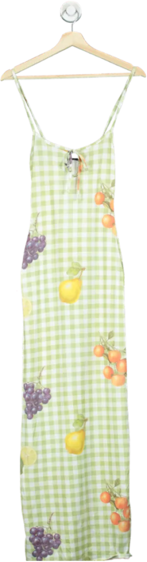 ASOS Design Green Printed Maxi Dress UK XS