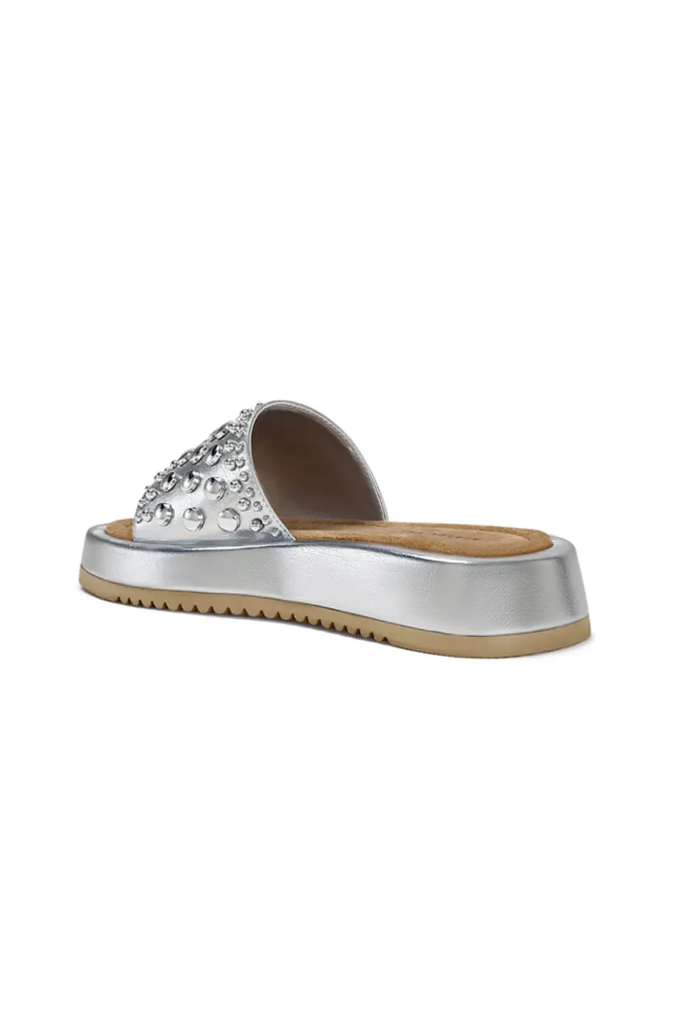 Azalea Wang Espinosa Stud Slides for Women in Silver | ESPINOSA-SILVER