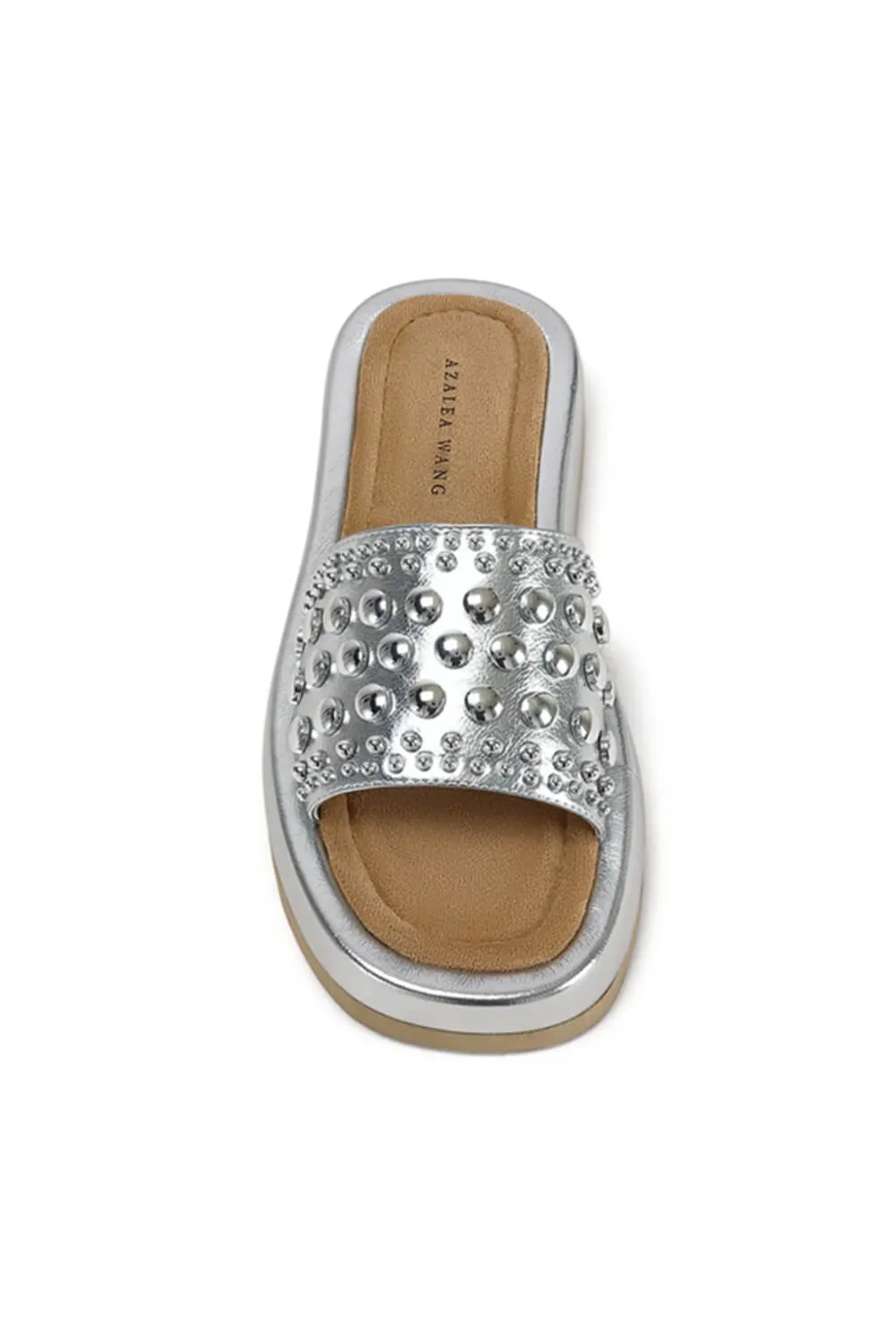 Azalea Wang Espinosa Stud Slides for Women in Silver | ESPINOSA-SILVER