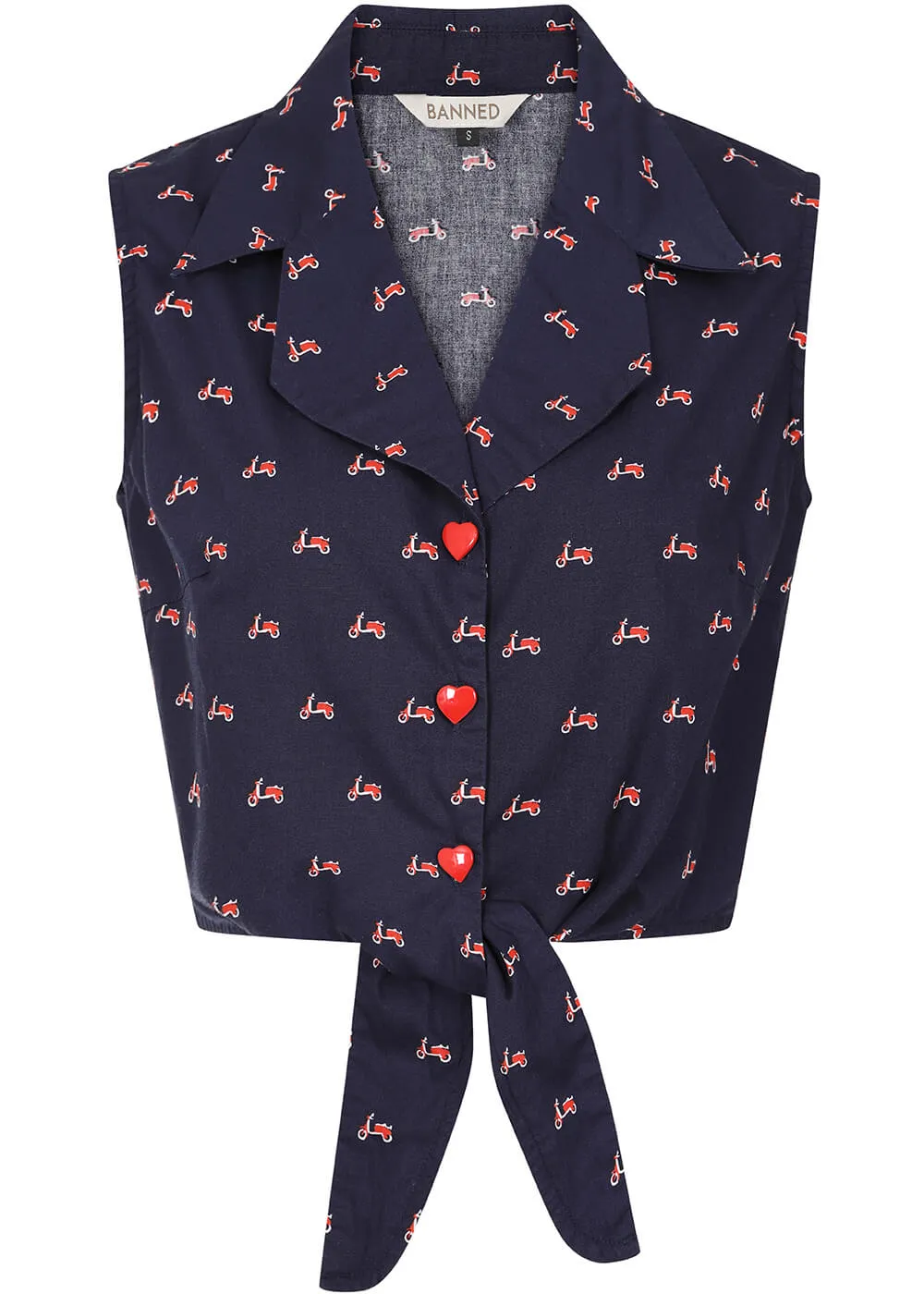 Banned Sandy Vespa 60's Blouse Navy Blue