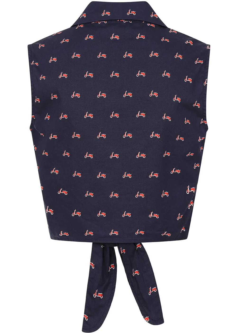 Banned Sandy Vespa 60's Blouse Navy Blue