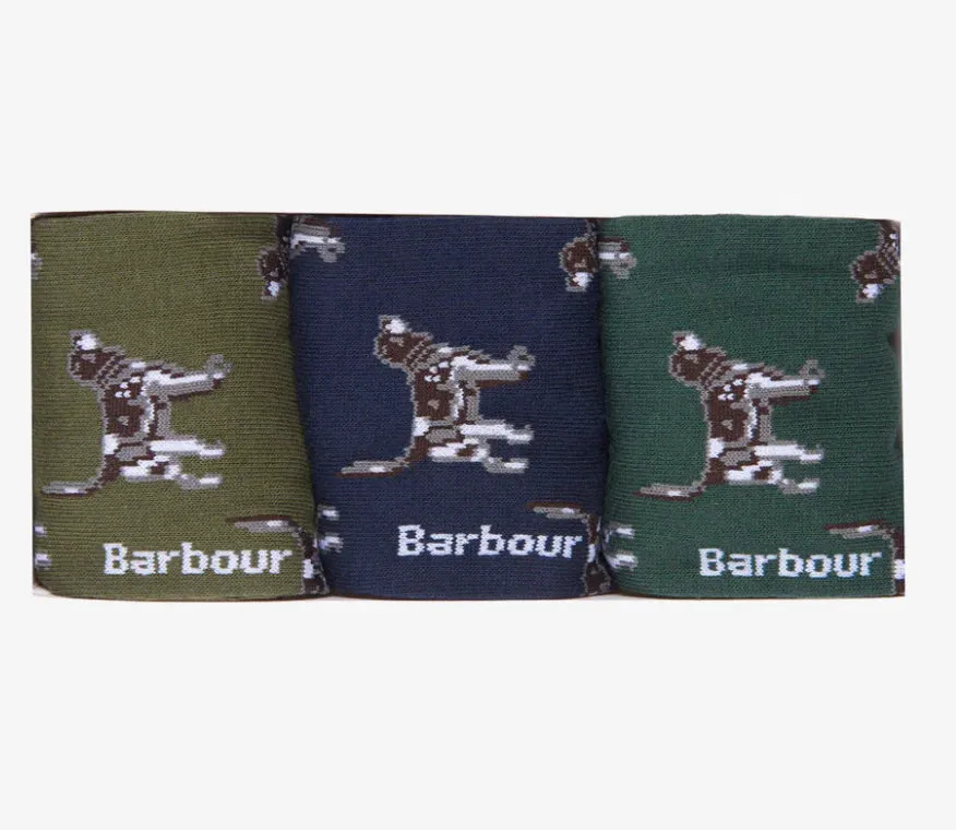 Barbour POINTER DOG Mens Socks Gift Set Multi