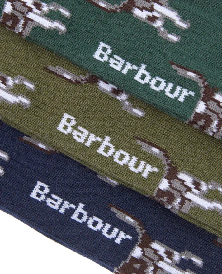 Barbour POINTER DOG Mens Socks Gift Set Multi