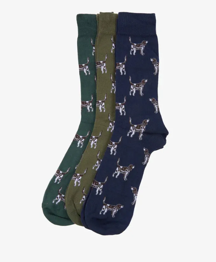 Barbour POINTER DOG Mens Socks Gift Set Multi