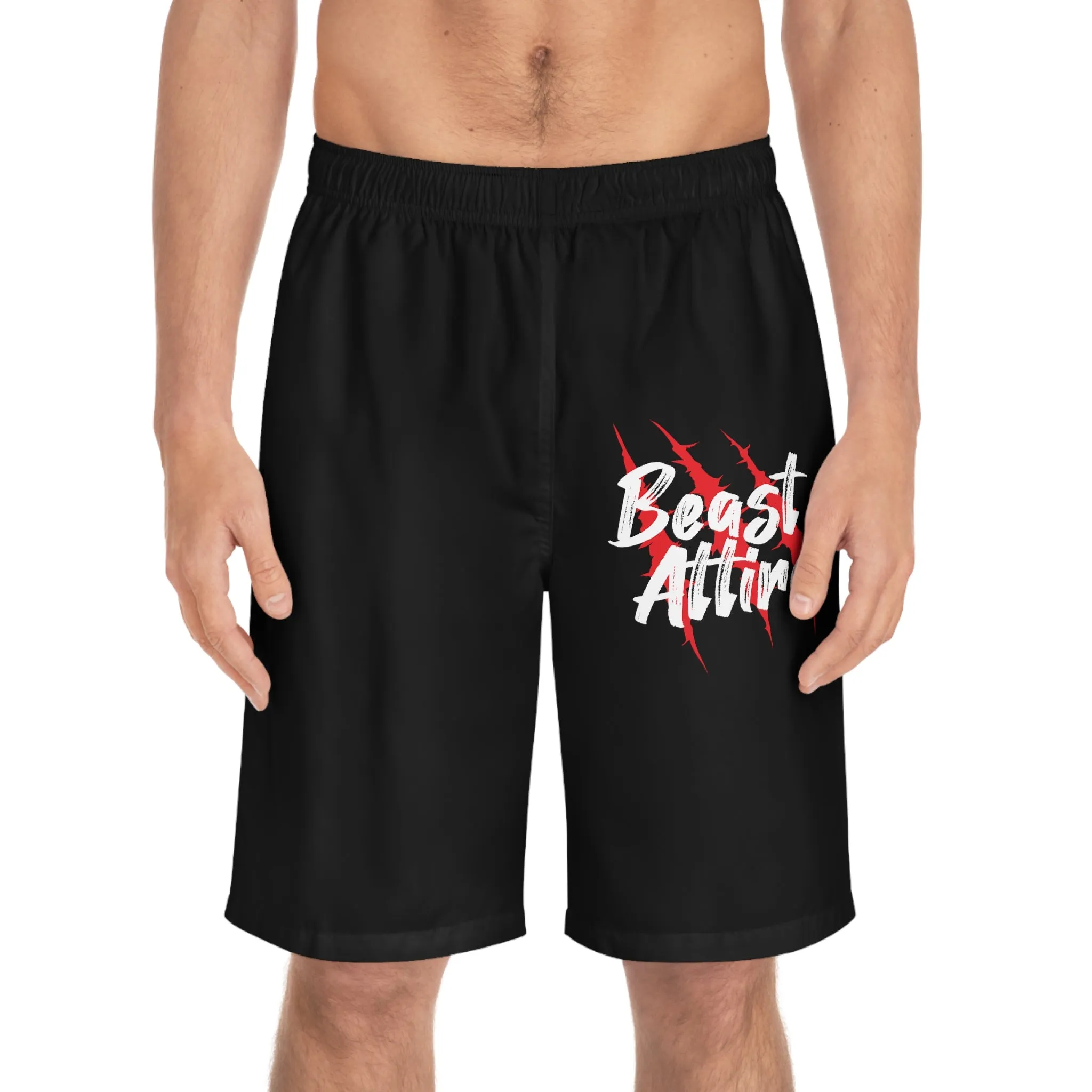 Beast Attire Men's Black Board Shorts (AOP)