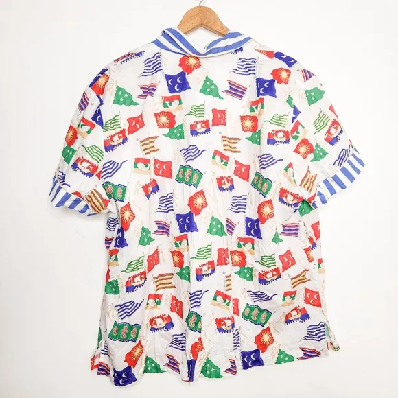Bed Head Nautical Flags Short Sleeve Organic Woven Cotton Poplin PJ Set Size 2X