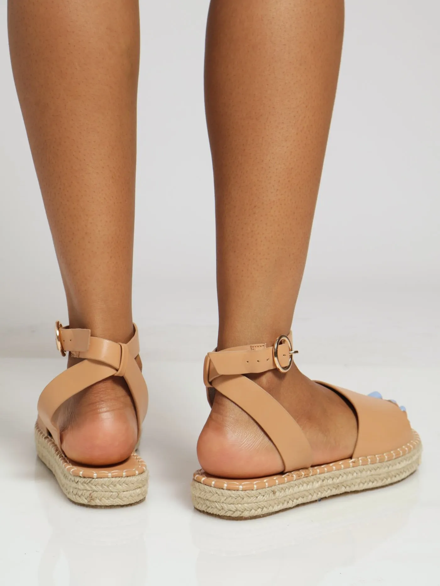 Big Buckle Platform Edpadrille - Taupe