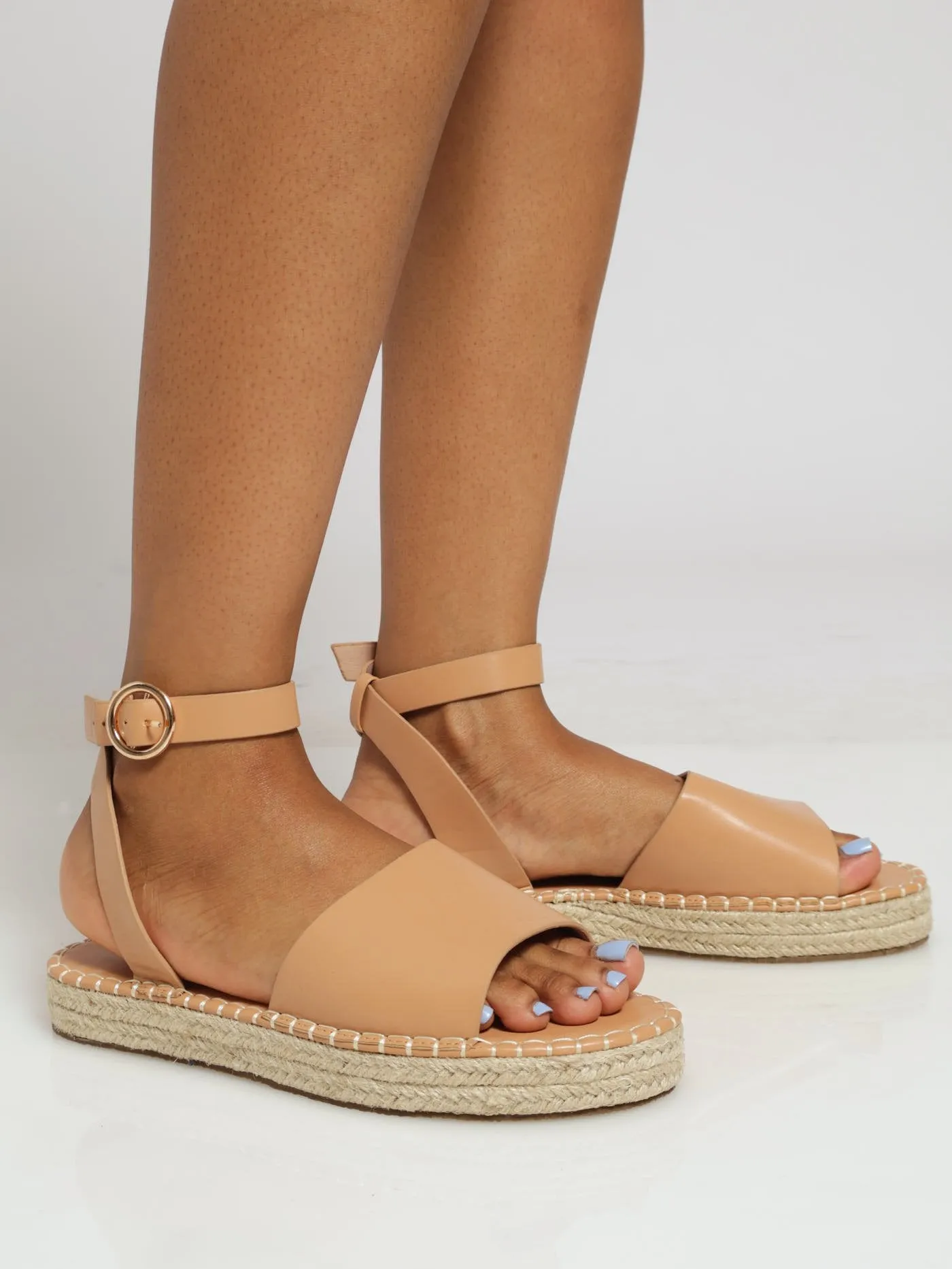 Big Buckle Platform Edpadrille - Taupe
