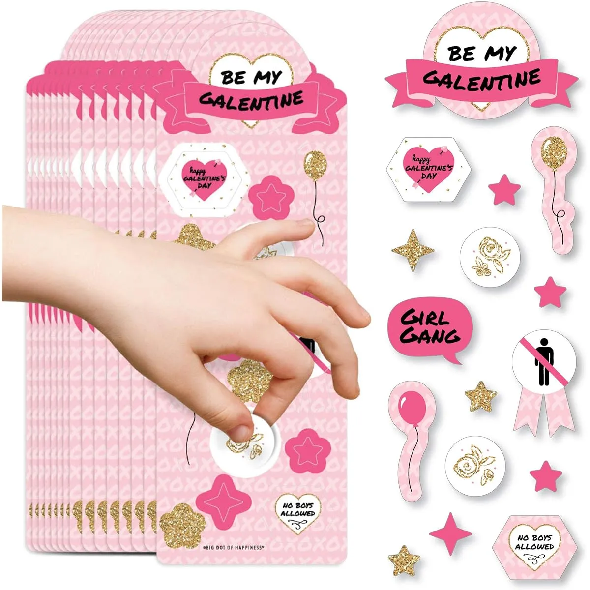 Big Dot of Happiness Be My Galentine - Galentine's & Valentine's Day Party Favor Kids Stickers - 16 Sheets - 256 Stickers