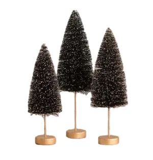 Black and Gold Bottle Brush Tabletop Tree Set
