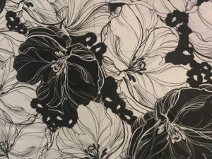 Black and white floral chiffon