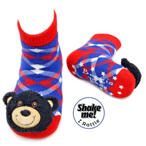 Black Bear Boogie Toes Baby Rattle Socks
