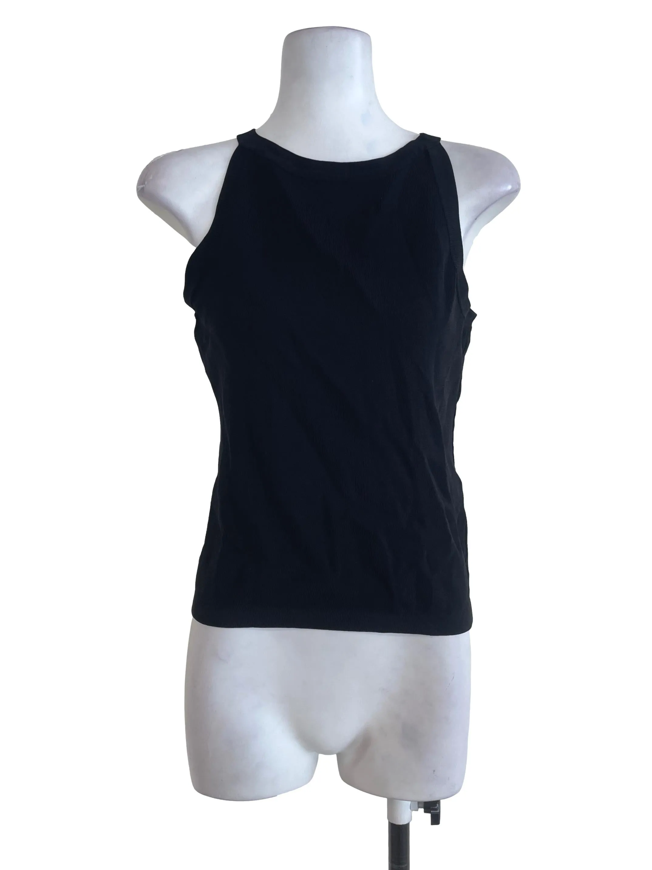 Black Plain Sleeveless Tank Top OSN