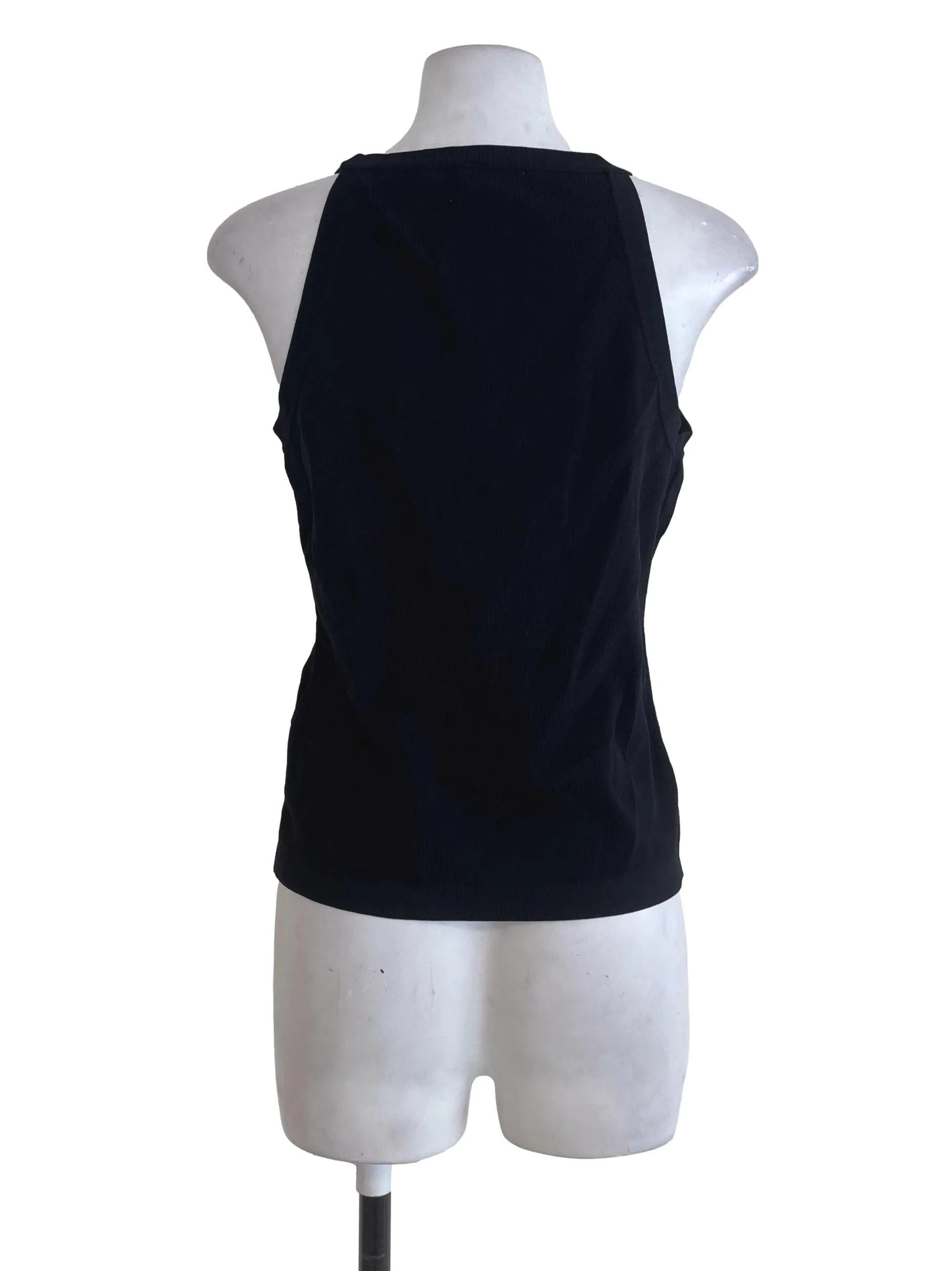 Black Plain Sleeveless Tank Top OSN
