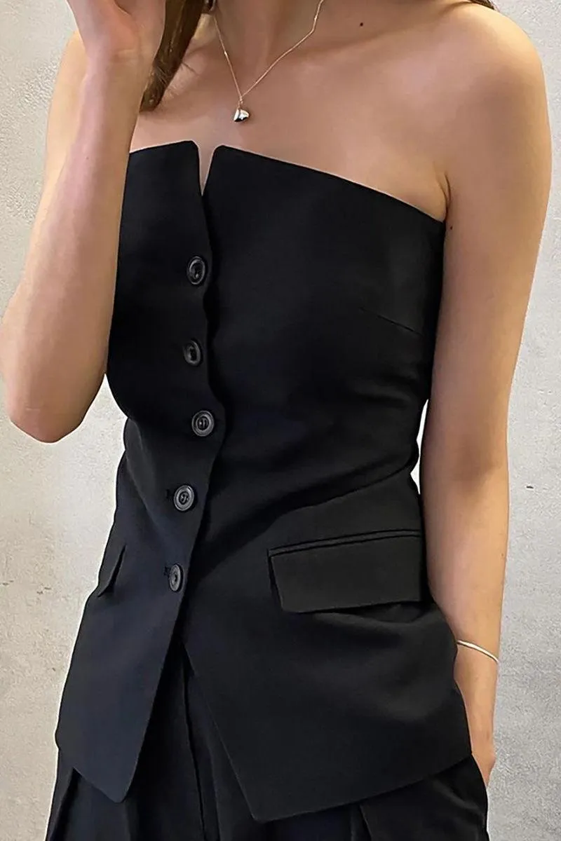Black Sleeveless long Vest