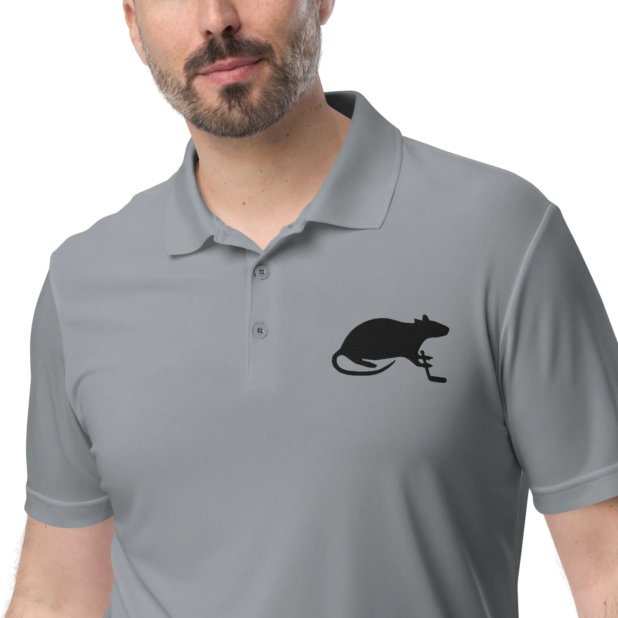 Black Stick and Rat River Rat adidas performance polo shirt