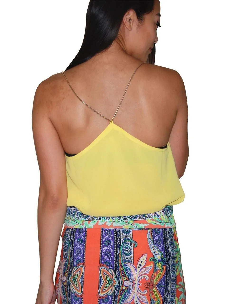 Blouses Sleeveless Top Chain Back Yellow