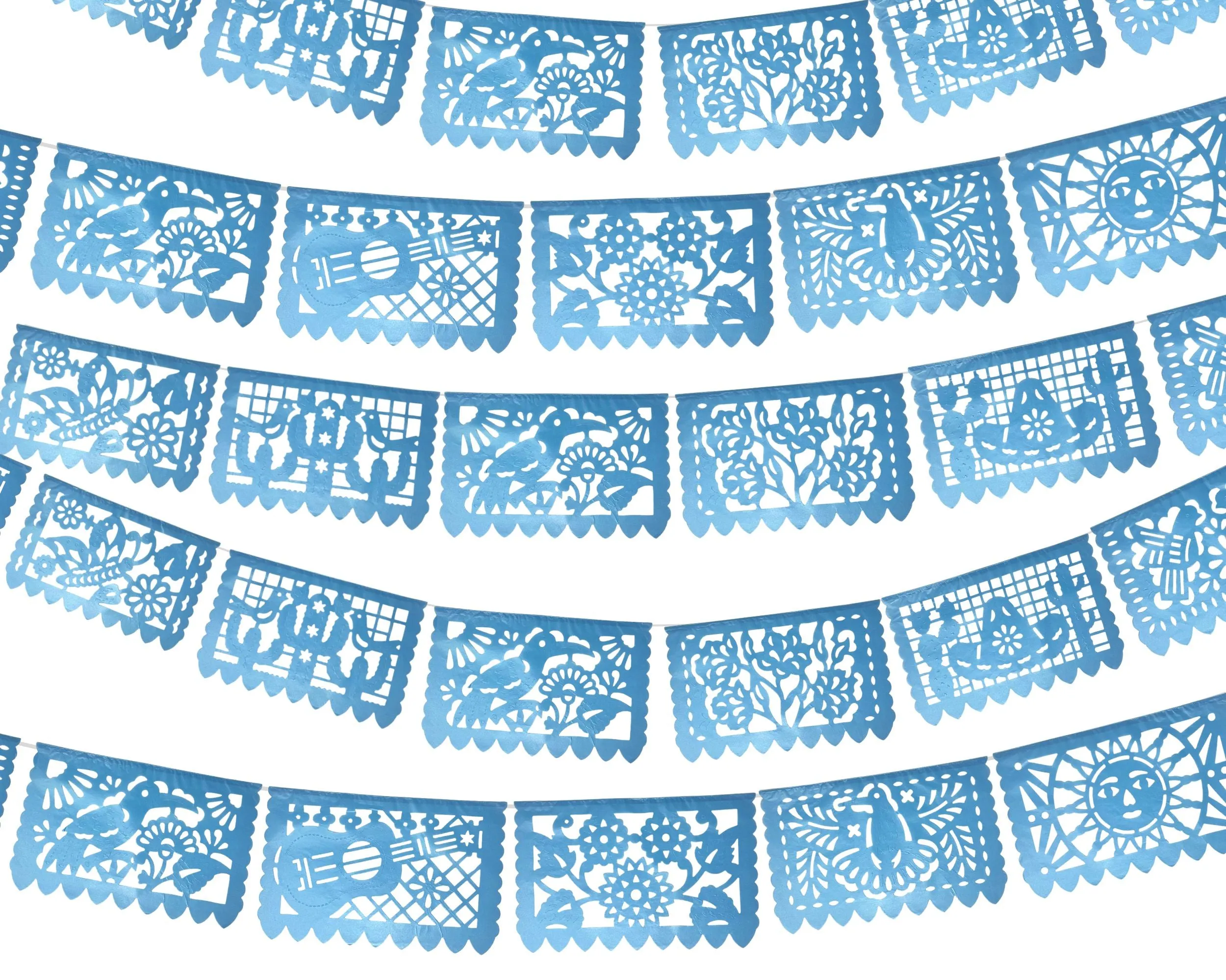 Blue Mexican Theme Party Banners - 2 Pack|Shiney Tissue Paper