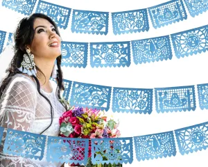 Blue Mexican Theme Party Banners - 2 Pack|Shiney Tissue Paper