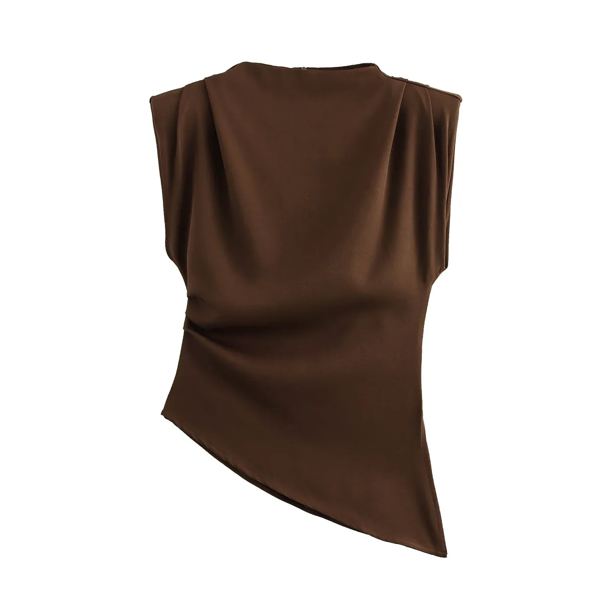 Boat Neck Asymmetric Hem Blouse