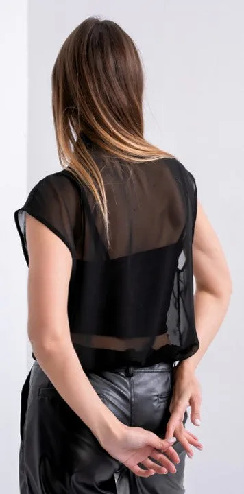 Bow Tie Sleeveless Blouse