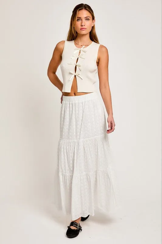 BOWTIFUL FEELING SLEEVELESS SWEATER TOP