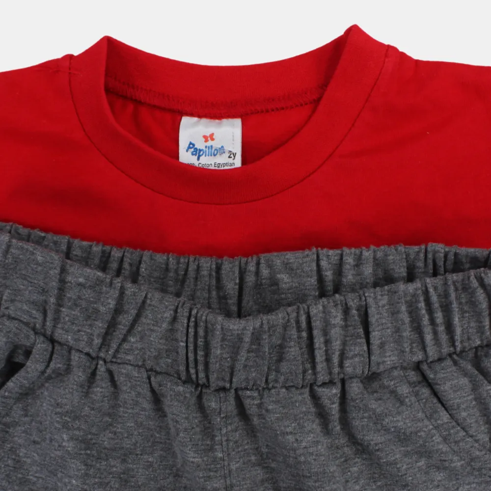 Boys Cotton Pajama – Red with Monkey Luffy Print