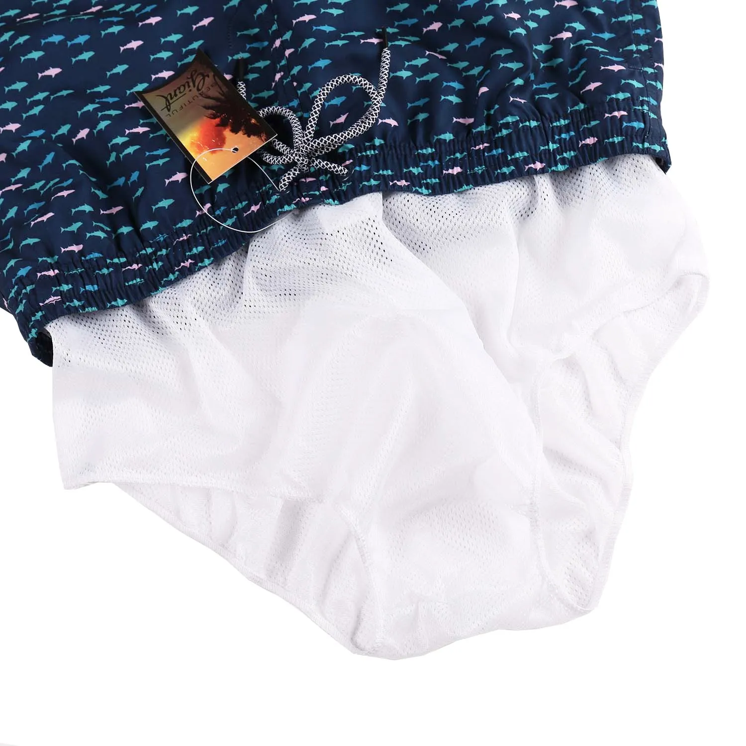 Boy's  Kid  Family  Match  Fast  Dry  Mesh  Lining  Swim  Trunks  Shorts