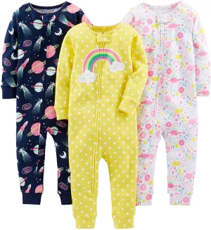 Brand new Simple Joys by Carter's baby-girls 3-Pack Snug Fit Footless Cotton Pajamas Pajama Set, Dinosaur, Space, Rainbow,  18 Months!