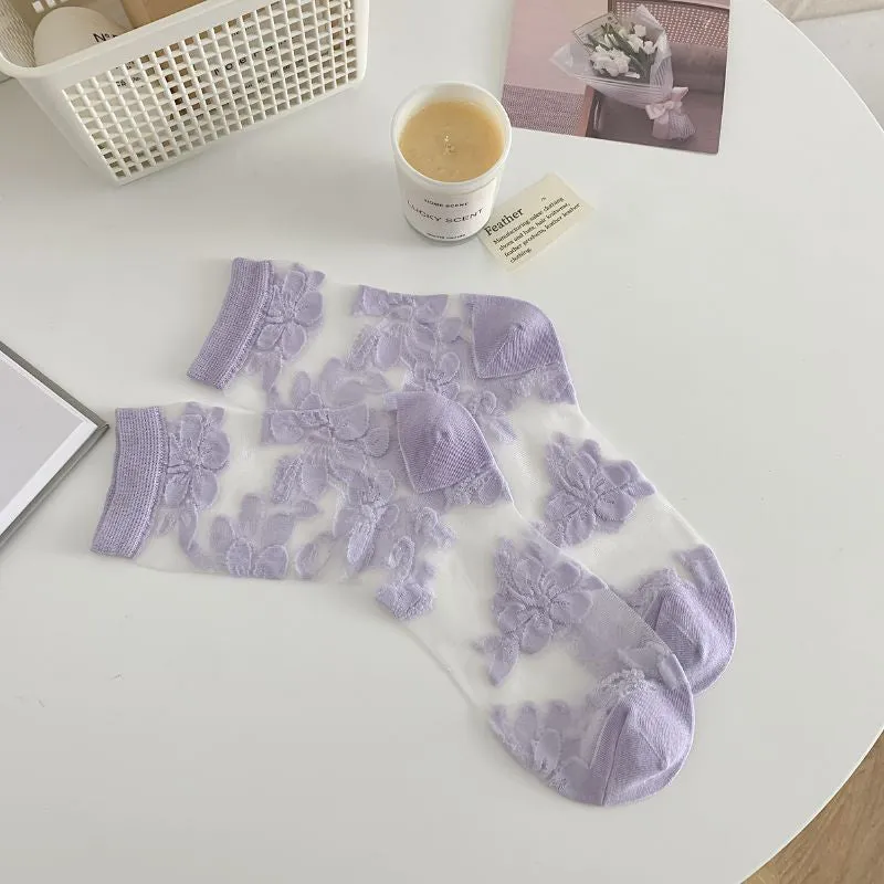 Breathable Floral Jacquard Socks