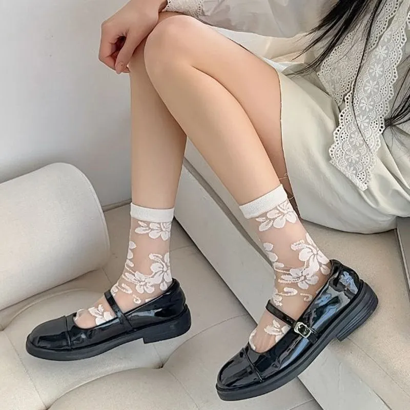 Breathable Floral Jacquard Socks