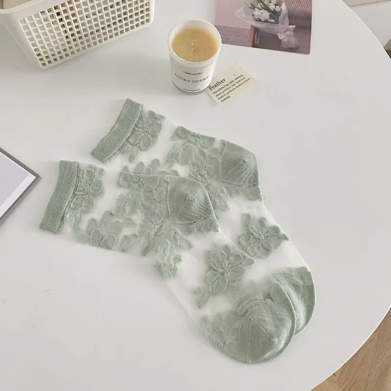 Breathable Floral Jacquard Socks
