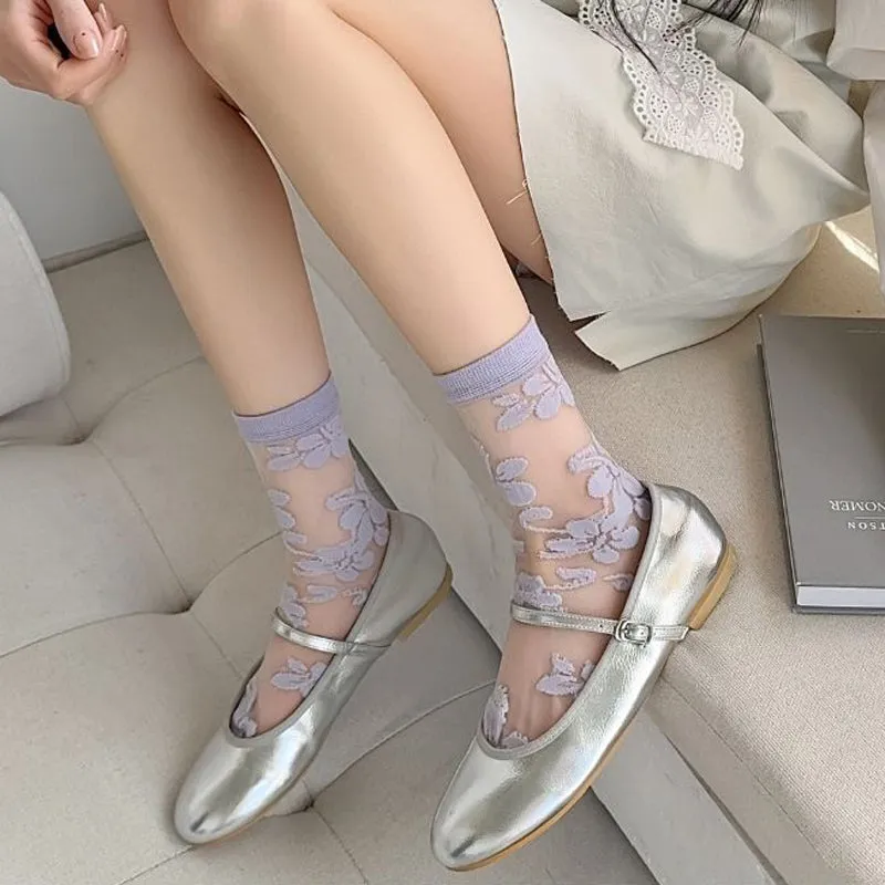 Breathable Floral Jacquard Socks