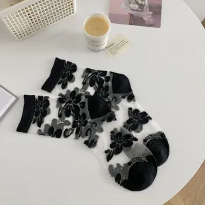 Breathable Floral Jacquard Socks