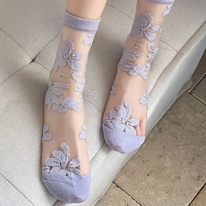 Breathable Floral Jacquard Socks