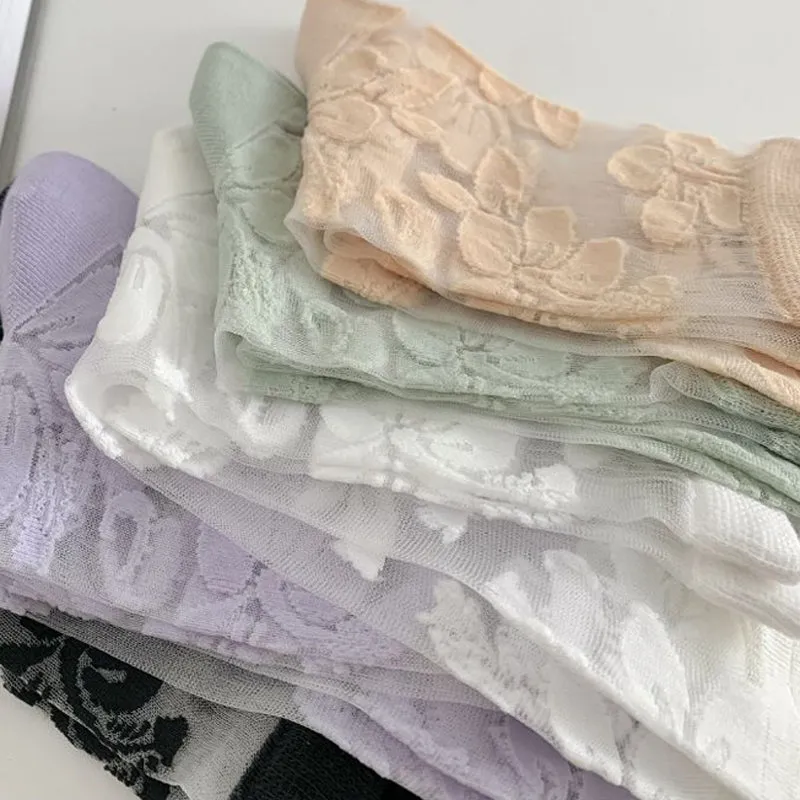 Breathable Floral Jacquard Socks