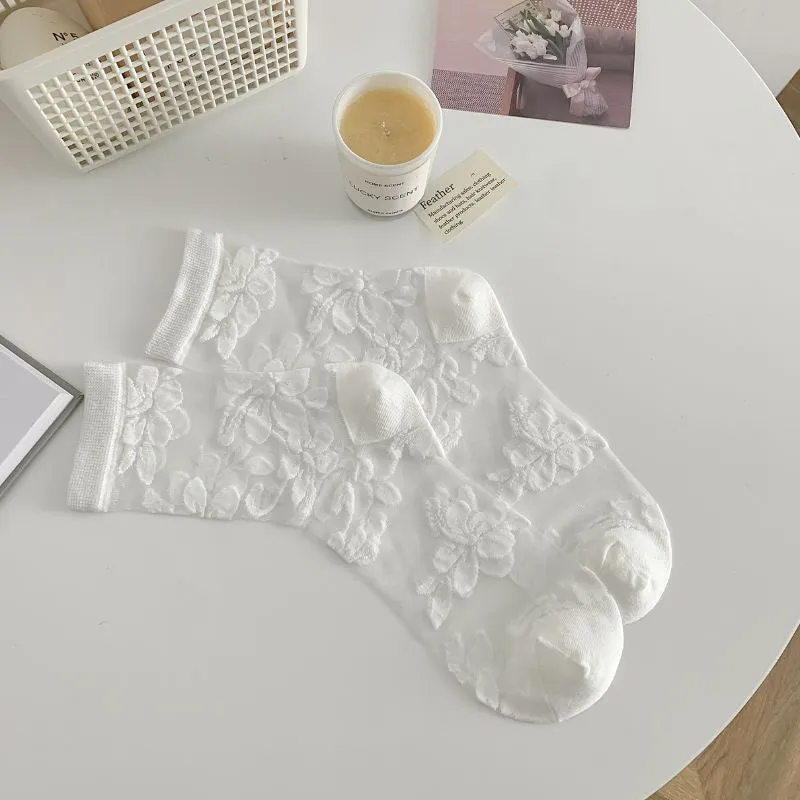Breathable Floral Jacquard Socks