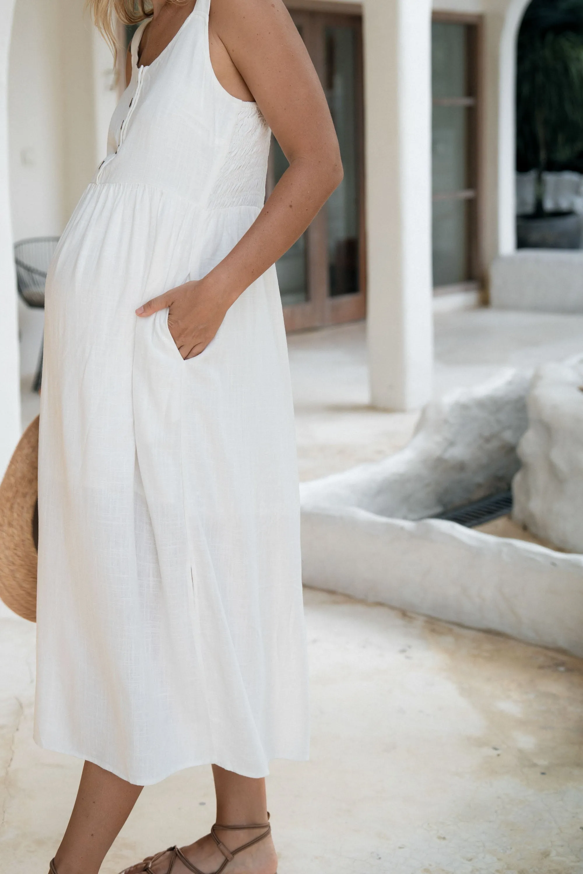 Breeze Along Midi Dress - White