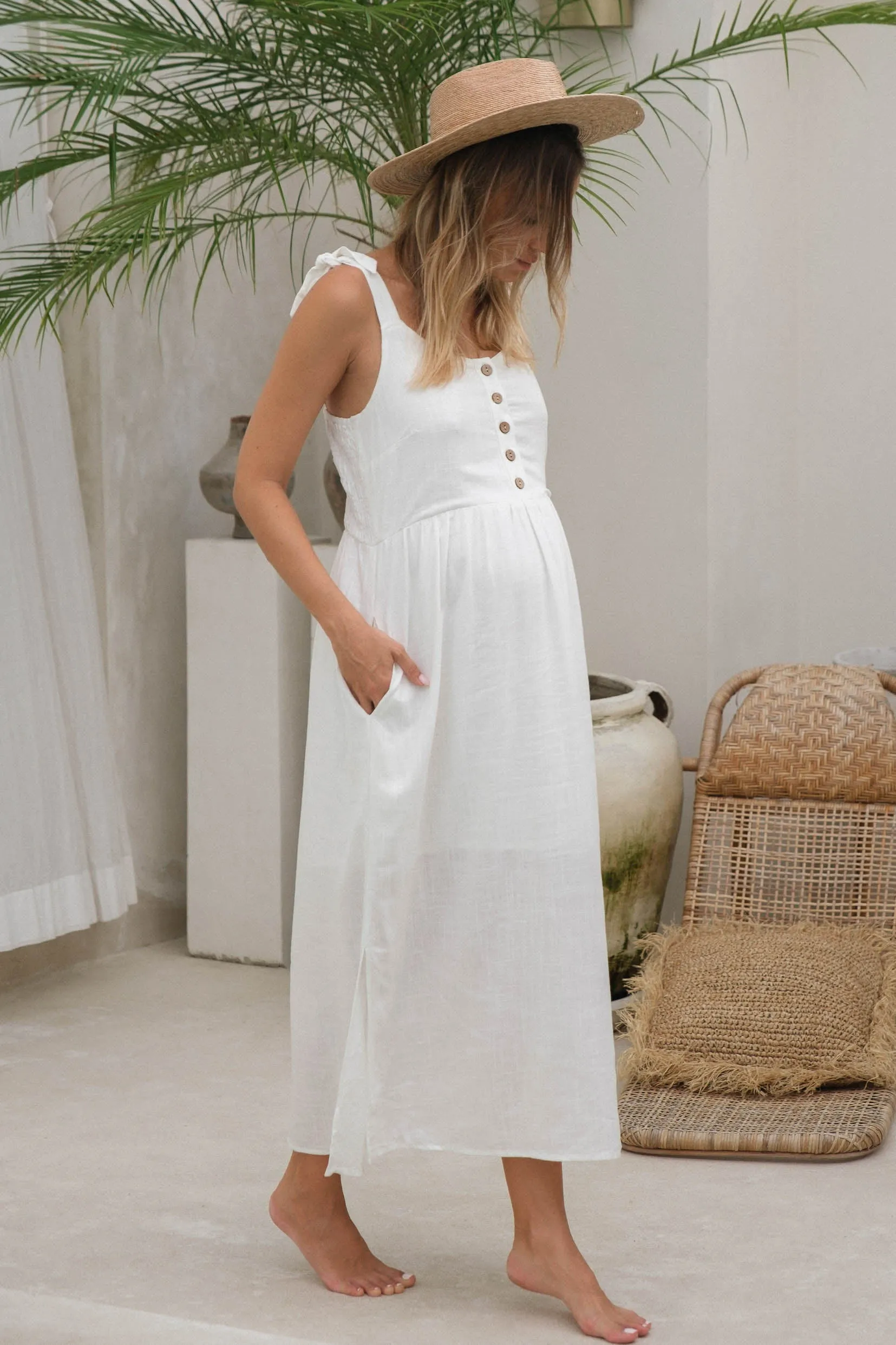 Breeze Along Midi Dress - White