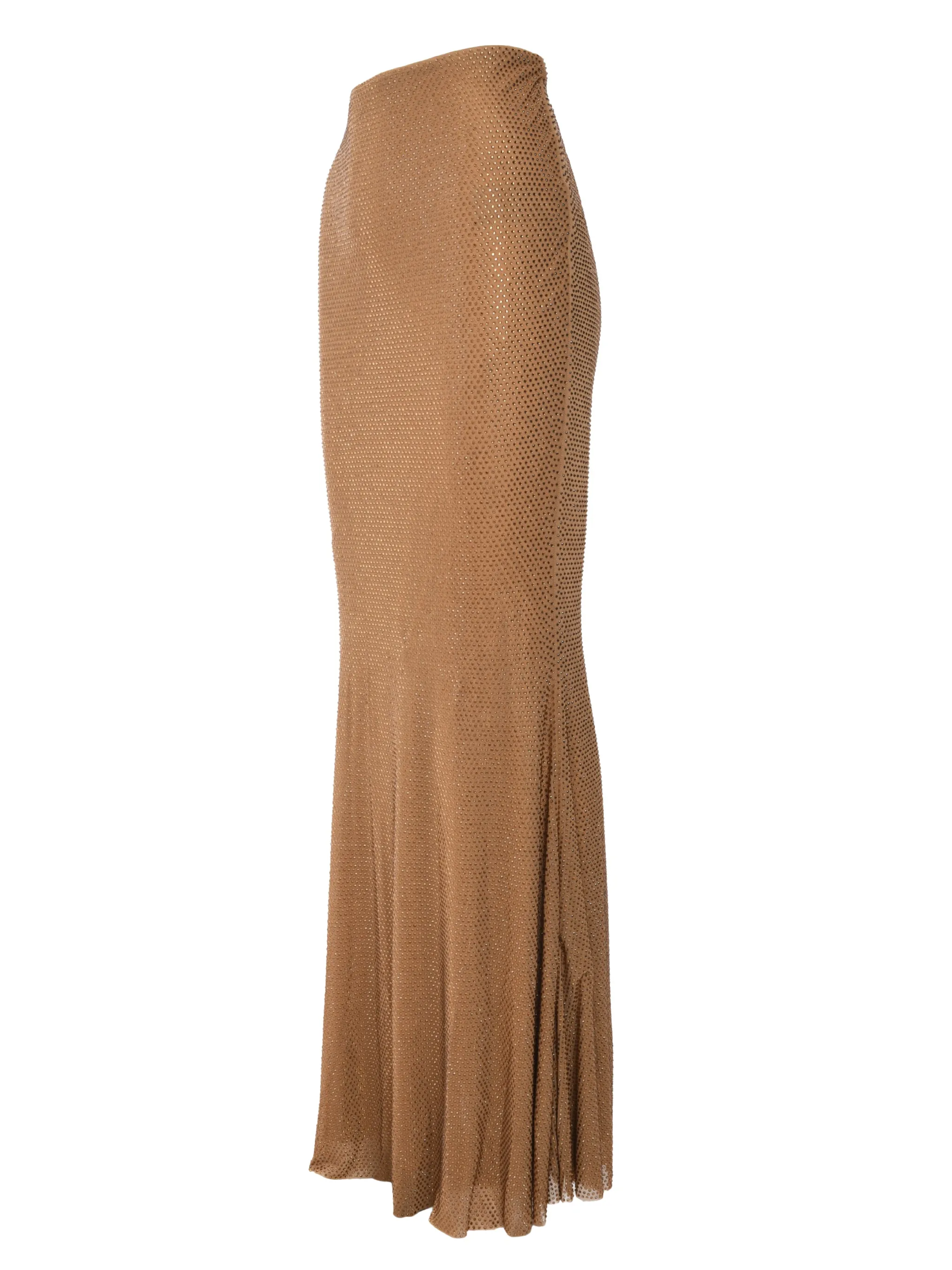 BROWN RHINESTONE MAXI SKIRT