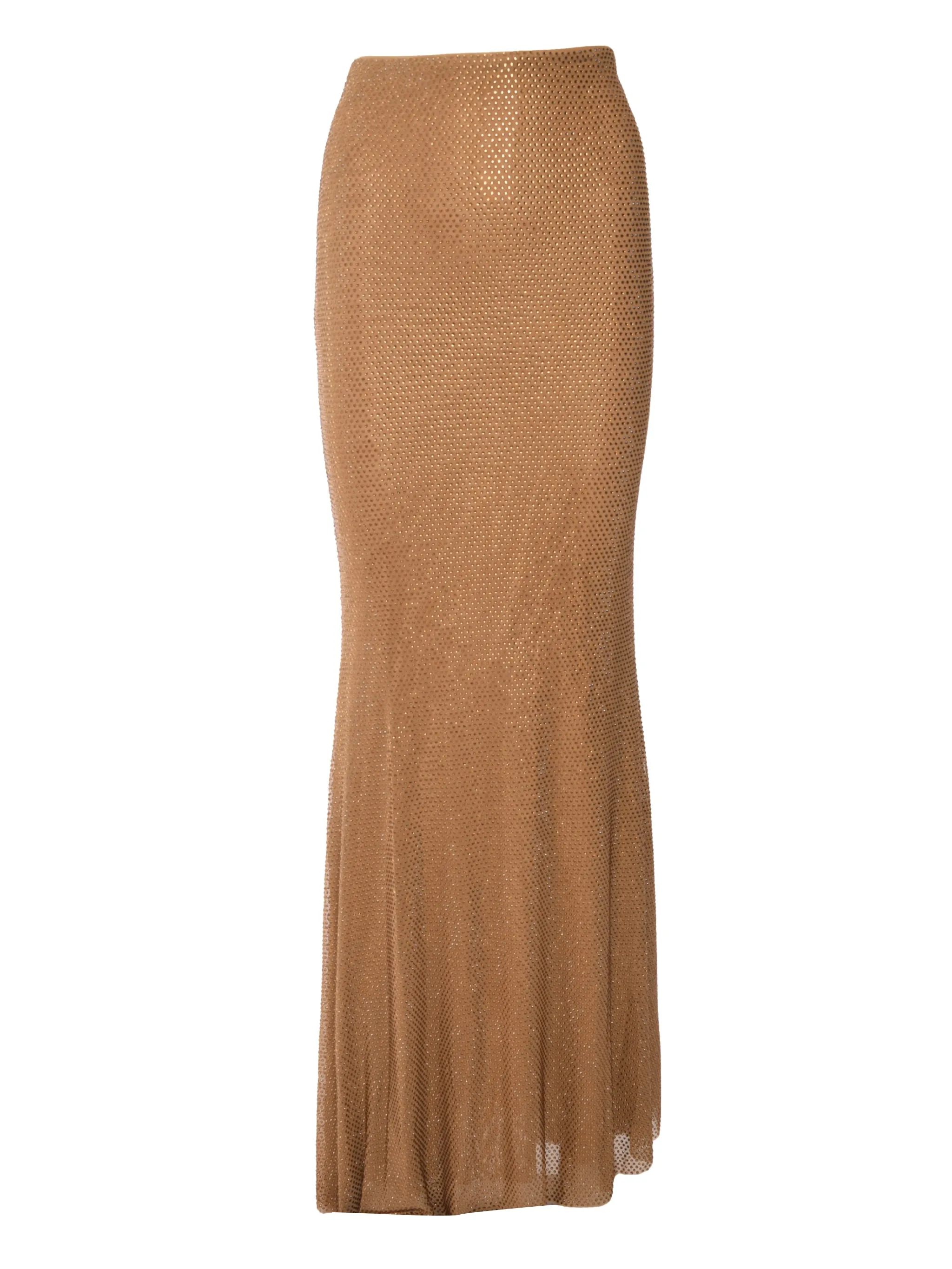 BROWN RHINESTONE MAXI SKIRT