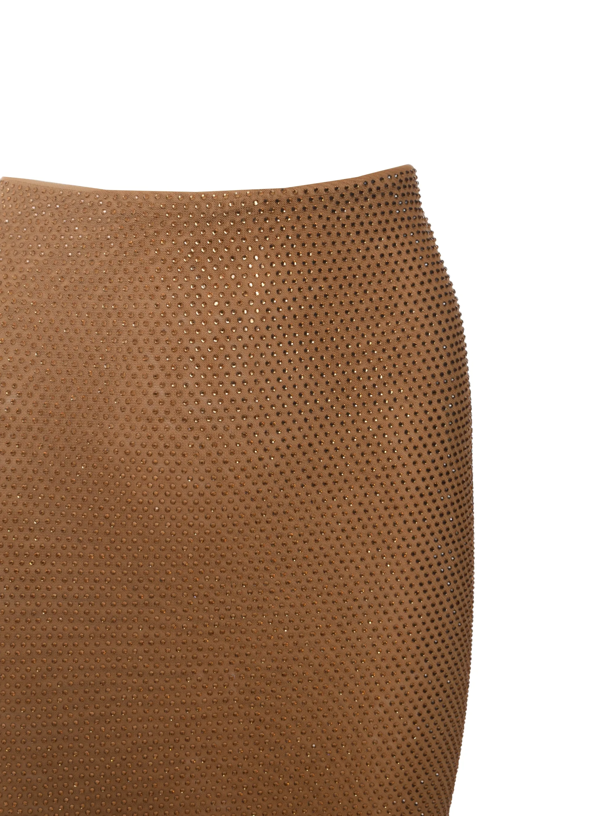 BROWN RHINESTONE MAXI SKIRT