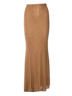 BROWN RHINESTONE MAXI SKIRT