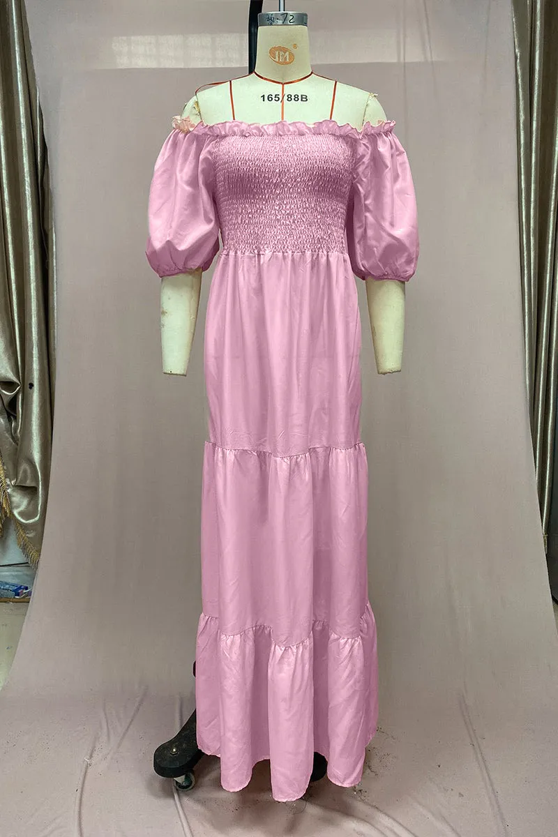 BT3058 Ruffle Flare Long Dress