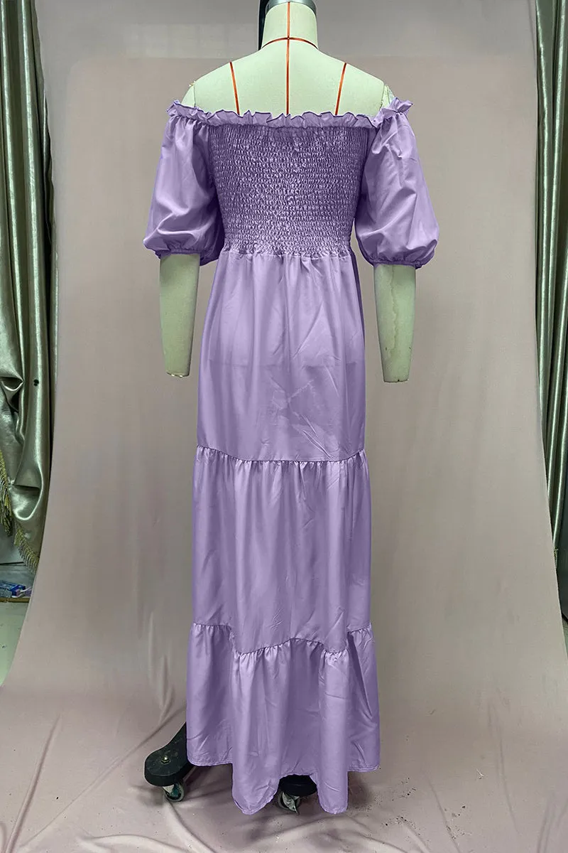 BT3058 Ruffle Flare Long Dress