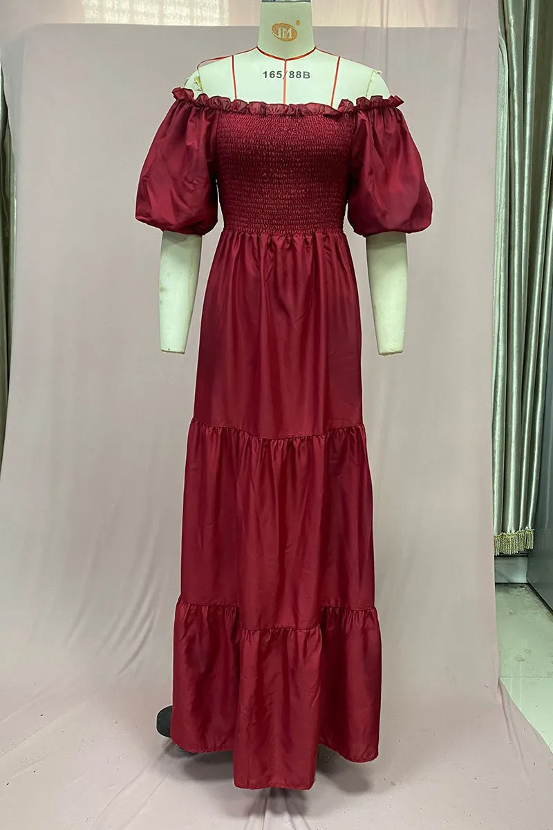 BT3058 Ruffle Flare Long Dress